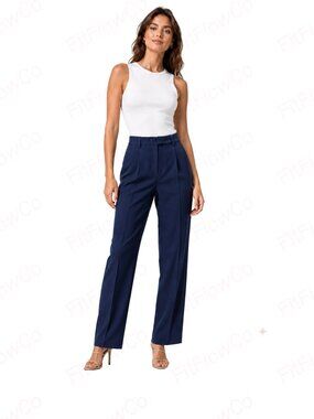 NWT Express Podcaster High Waist Straight Dress Pants Blue Size 2